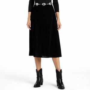 Ralph Lauren Black Velvet Skirt A-Line Whimsigoth Old Money Classic Prep Size 12